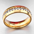 Vessa a quente por atacado de ouro com diamantes jóias de anel de aço inoxidável